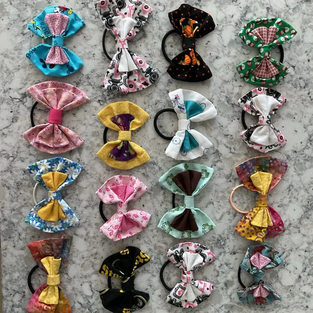 Three Pack of Handmade Patterned Bow Hair Ties